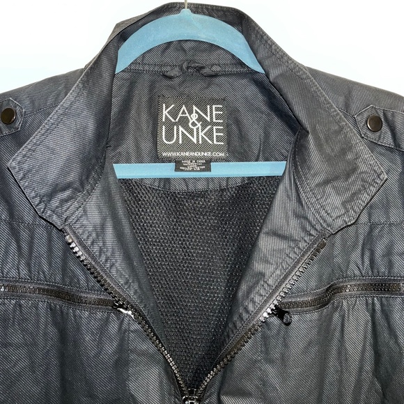 Kane & Unke Black Waxed Cotton Moto Style Jacket, Size L - Picture 4 of 5